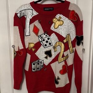 Sequin Embellished Red Sweater